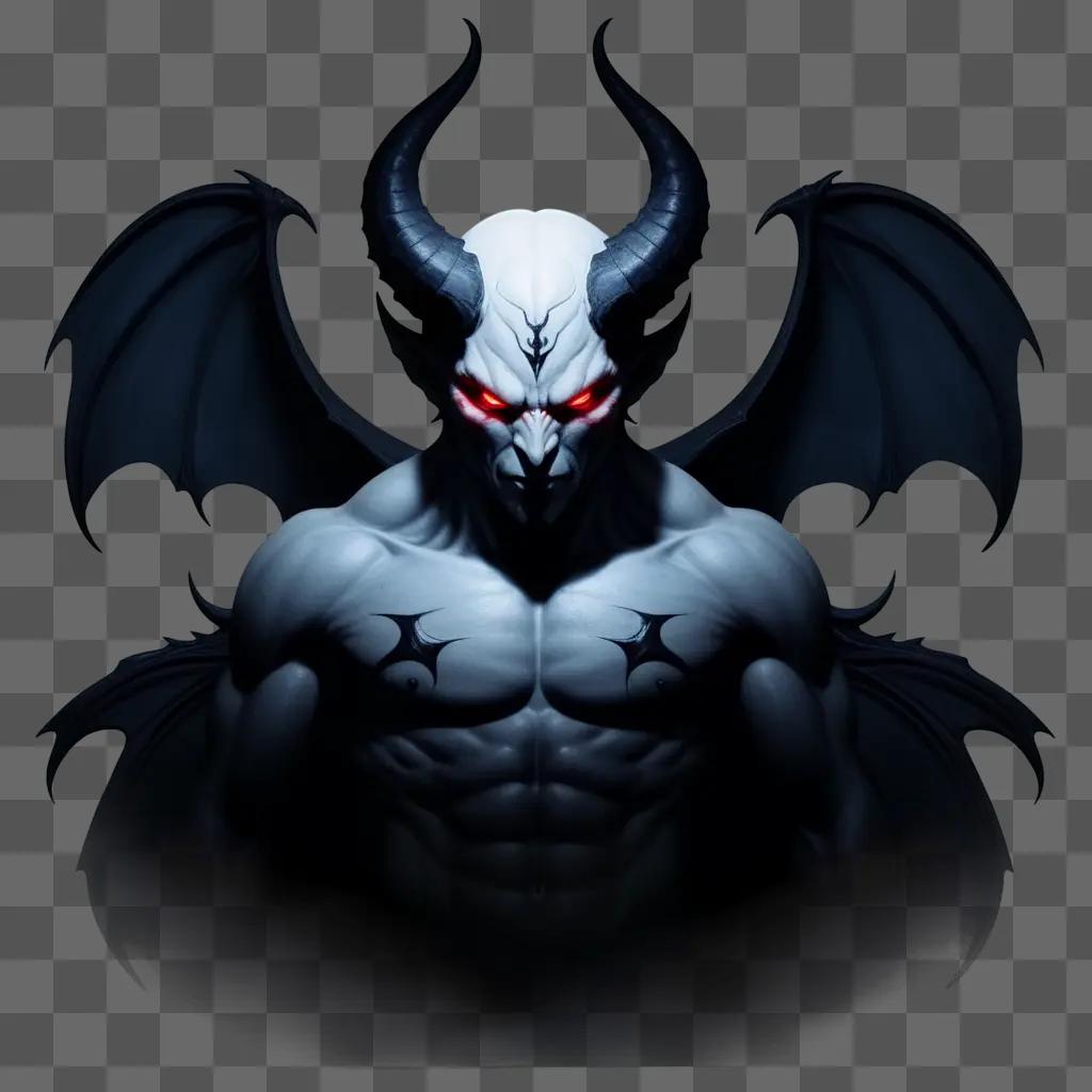 evil demon with red eyes and a muscular physique