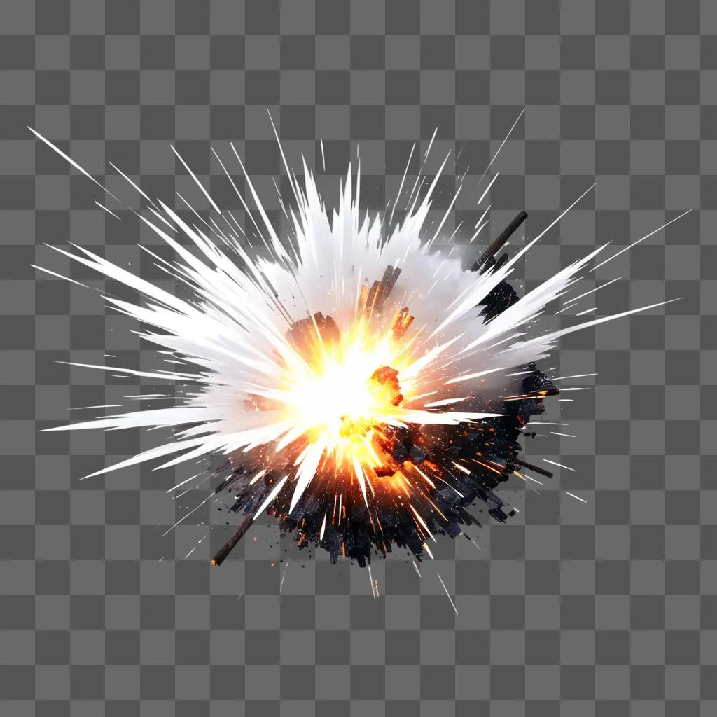 explosion with white and black colors