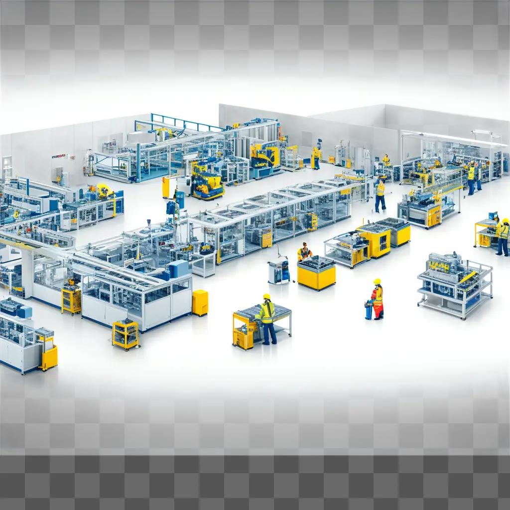 factory floor with workers and machines