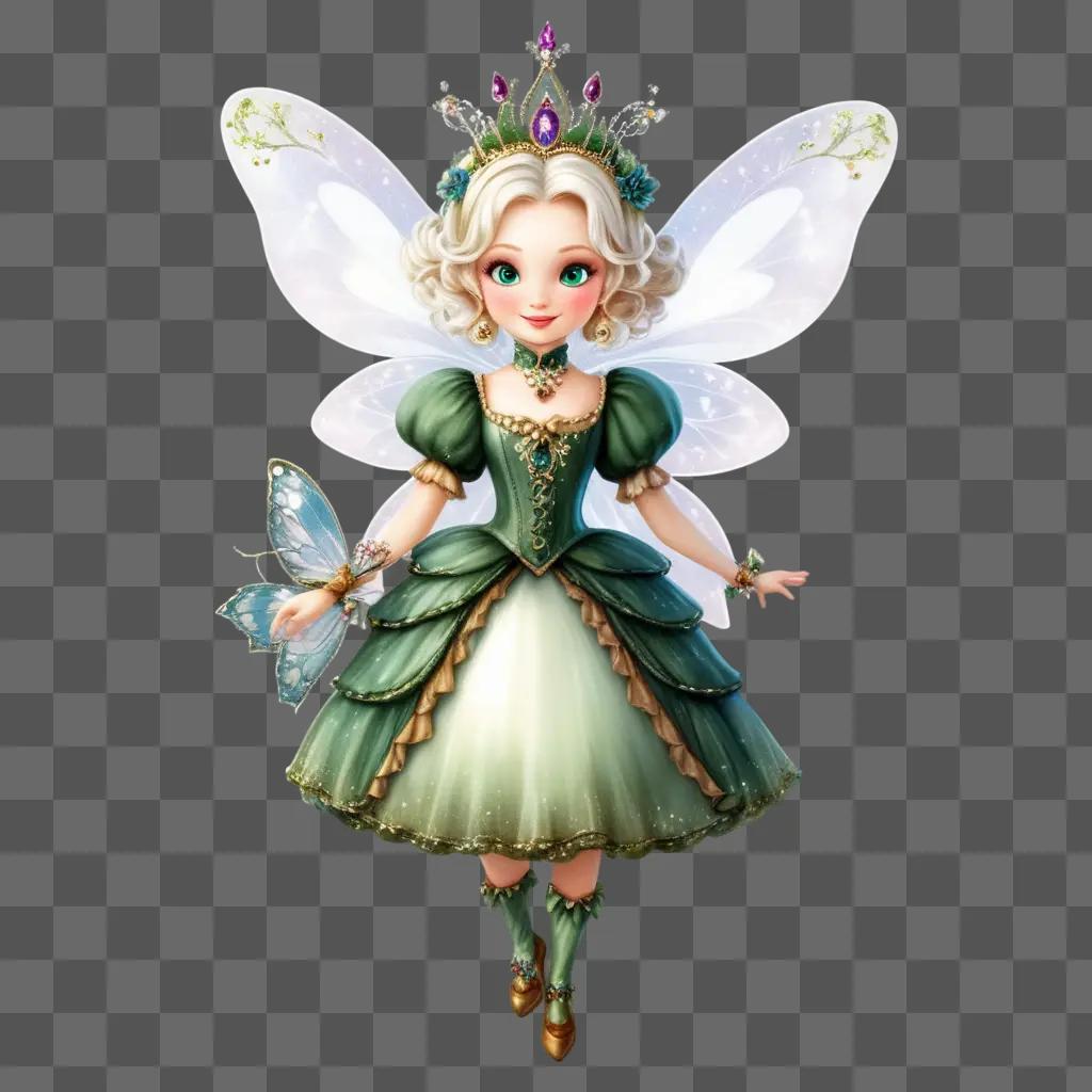 fairy with green wings and a crown