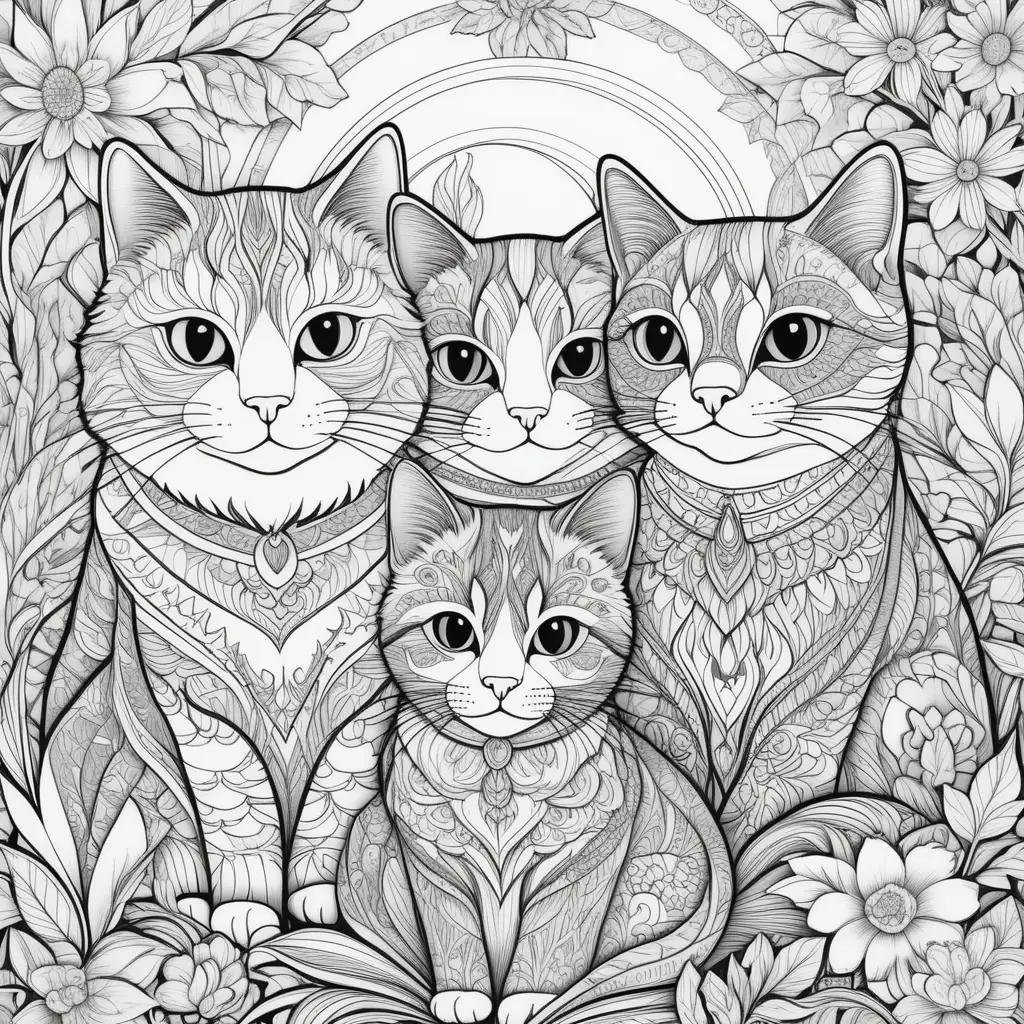 family of cats in a colorful design