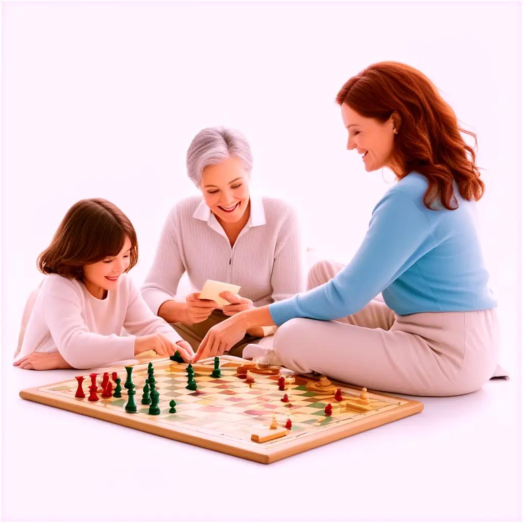 family plays chess together