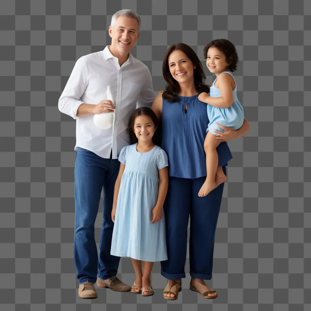 family poses for a photo with their trandparent