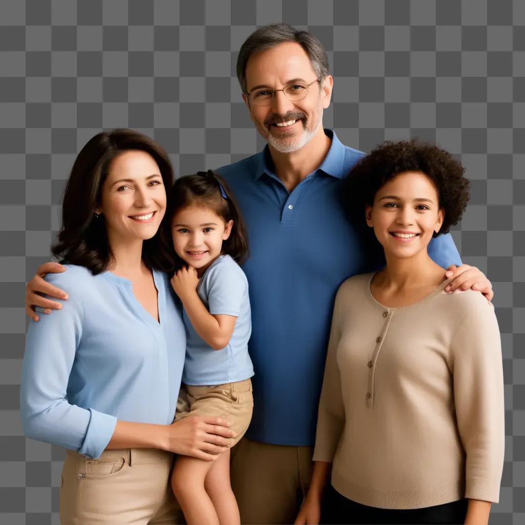 family posing for a transparent photo