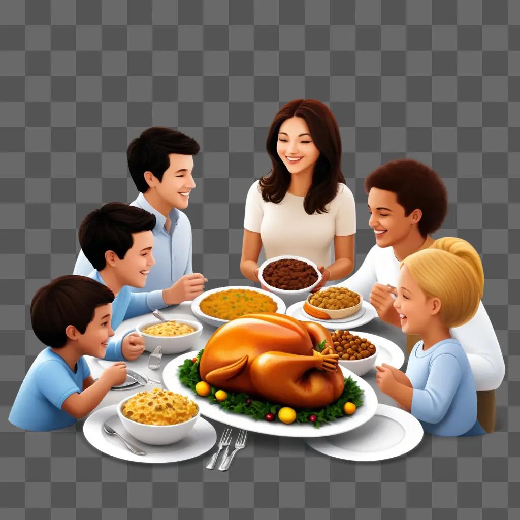 family shares a meal on the holiday