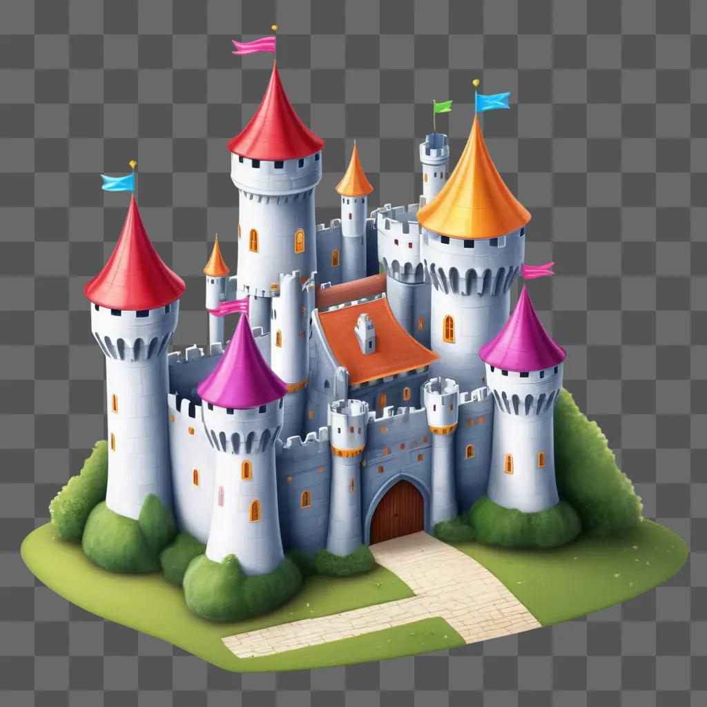 fantasy castle drawing for kids with many towers