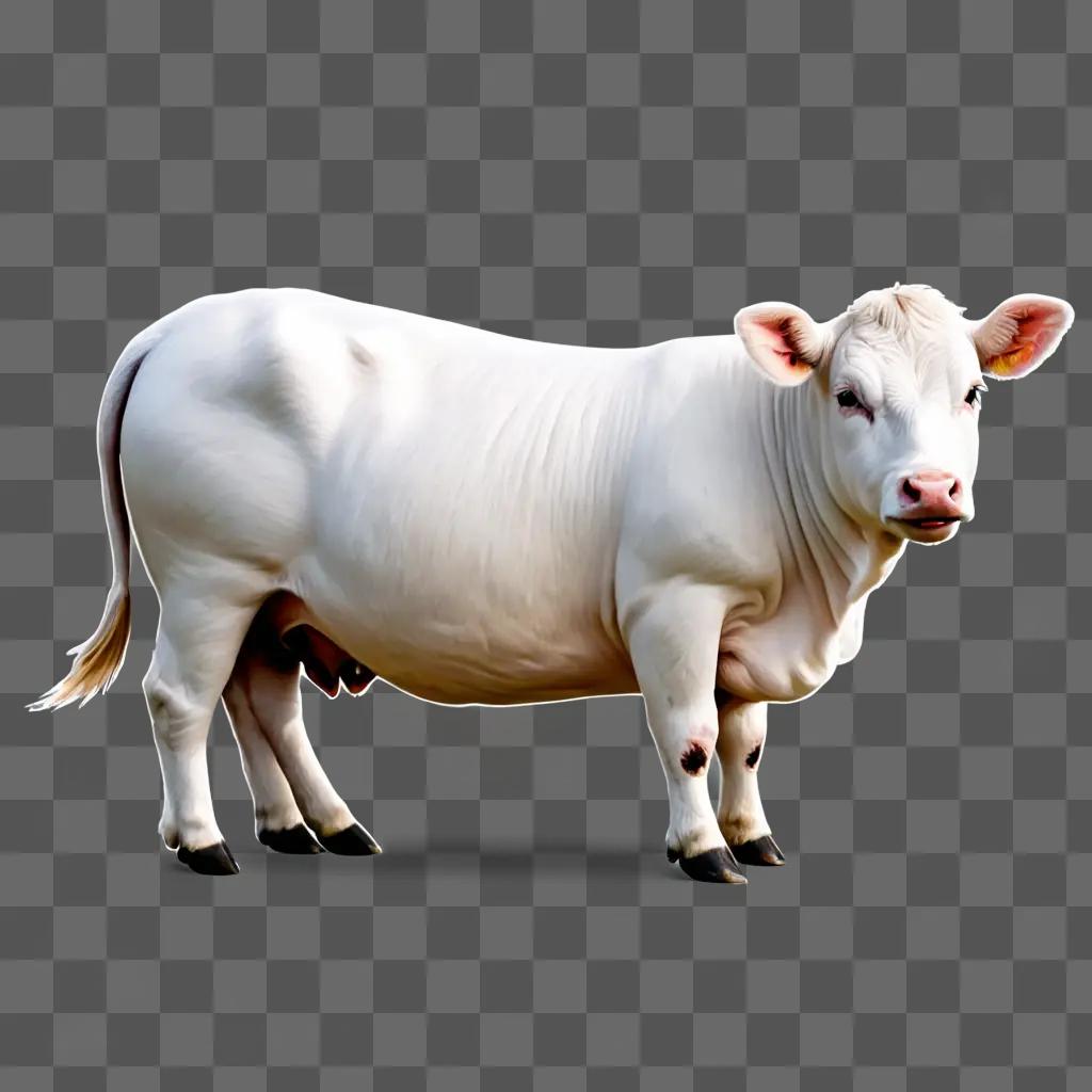 farm animal clipart A white cow stands on a grey surface