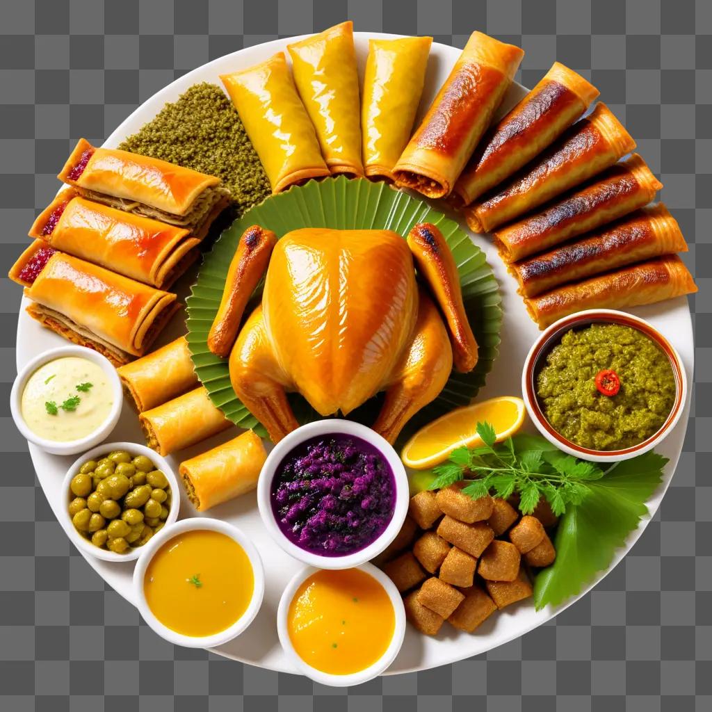 feast of turkey and food on a plate