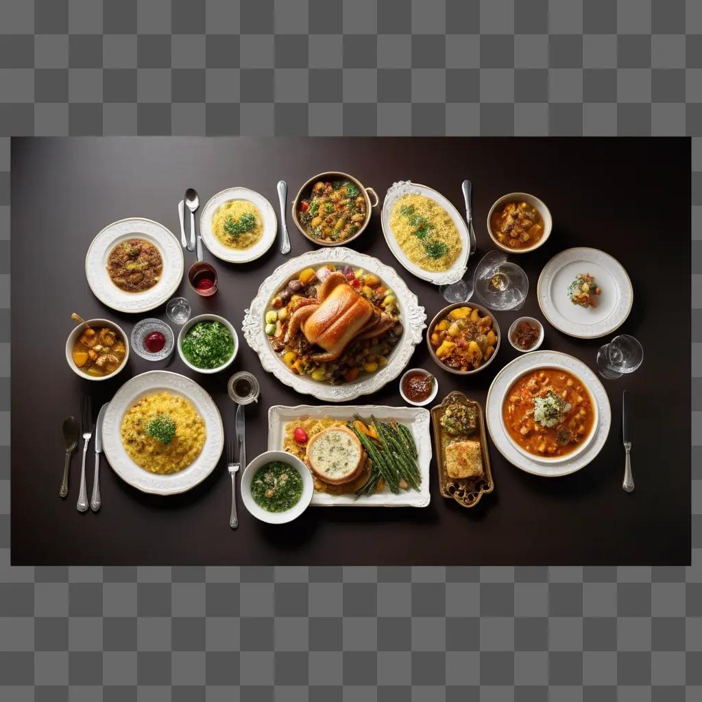 feast of various dishes served on a table