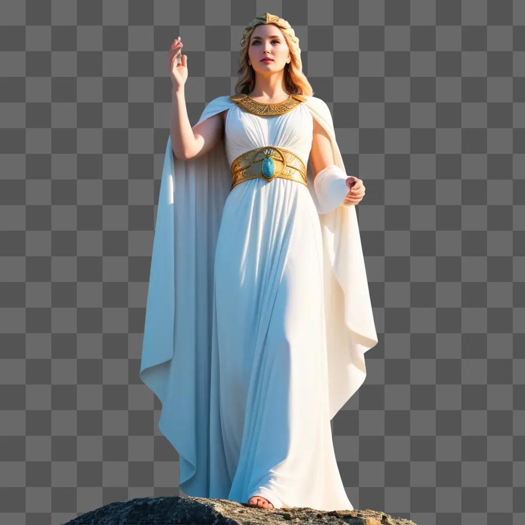 female Oracle is posing with her hands on her hips