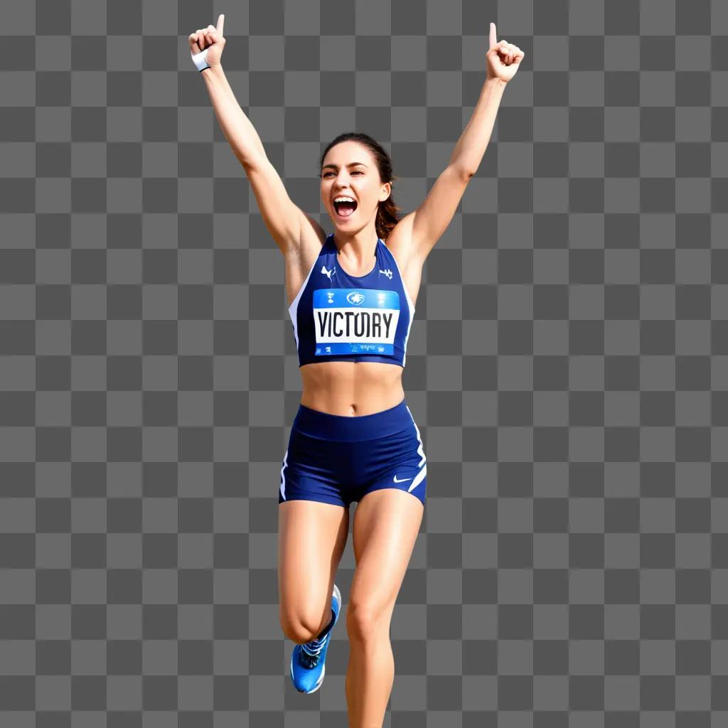 female athlete celebrates victory in a competition