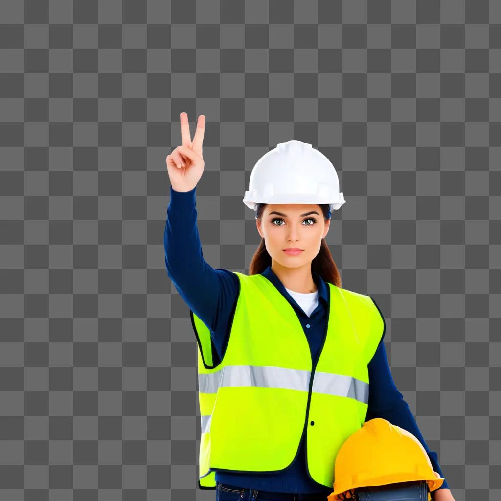 female construction worker with a safety helmet and vest