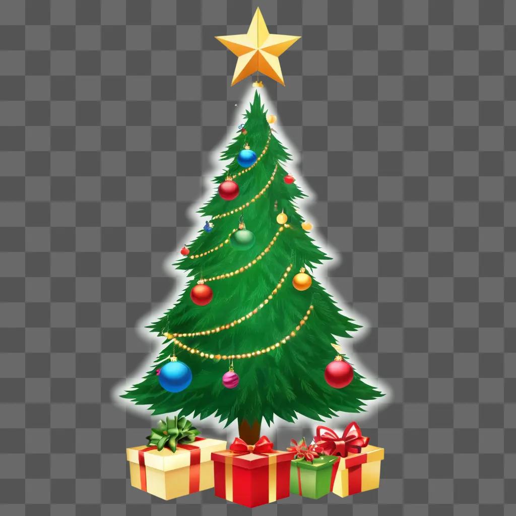 festive Christmas tree with ornaments and gifts