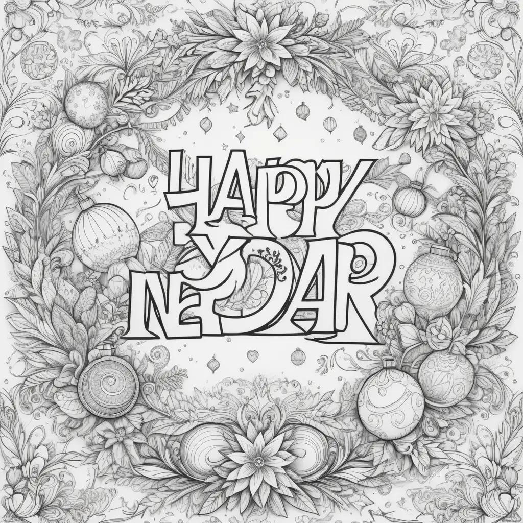 festive coloring page for a happy new year