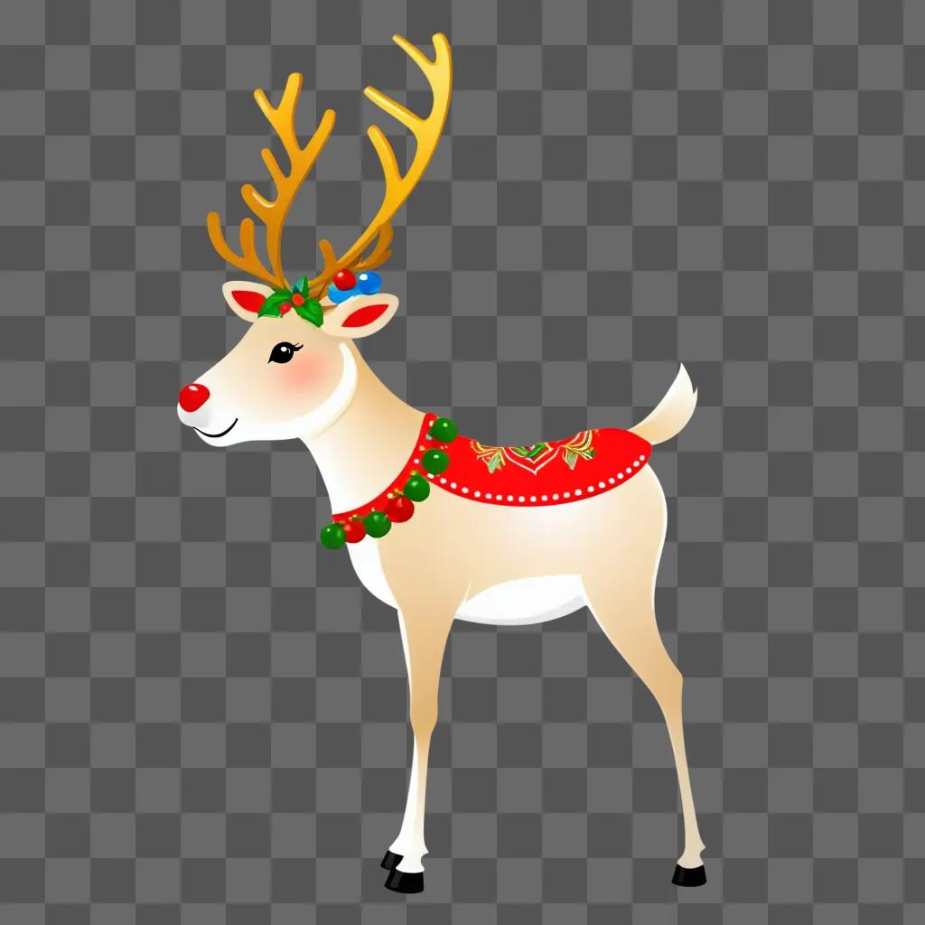 festive reindeer with a red nose and colorful ornamentation