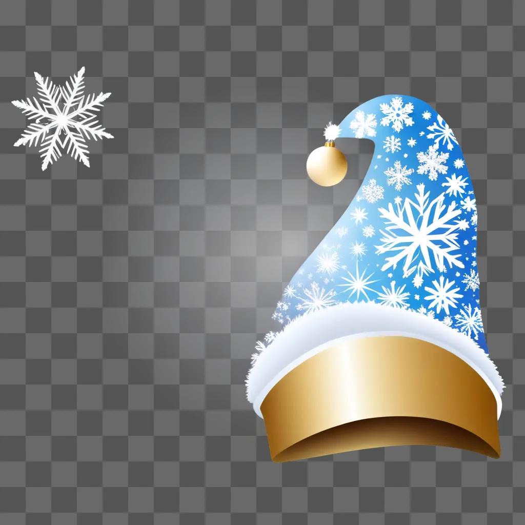 festive winter hat with snowflakes and a gold ball