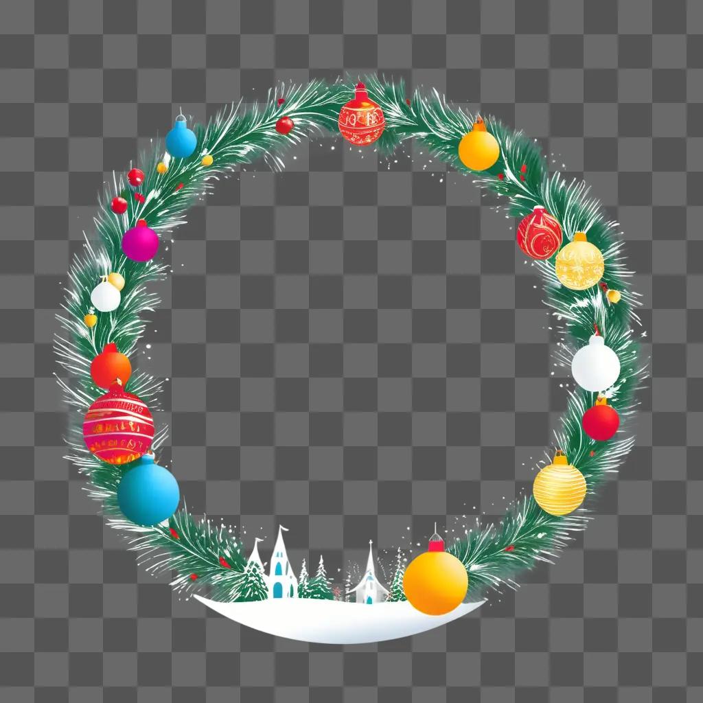 festive wreath with a transparent background