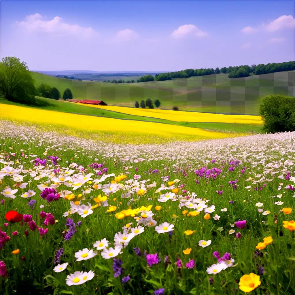 field of wildflowers in a beautiful countryside