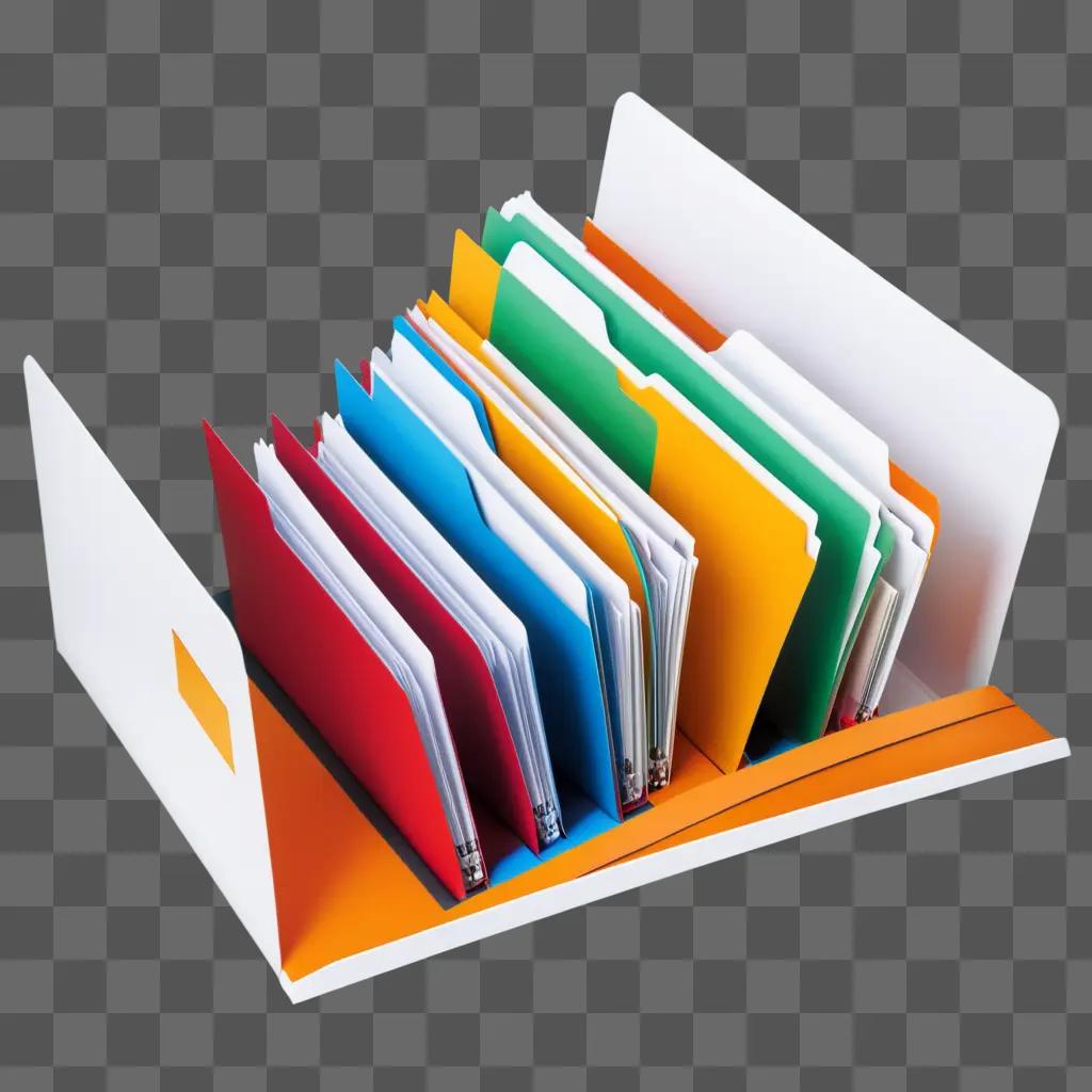 file organizer with colored folders on a table