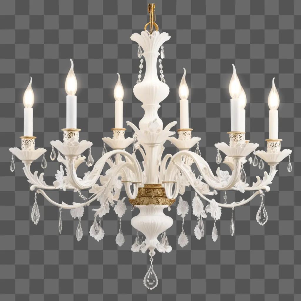 filigree chandelier with six candles and crystal accents