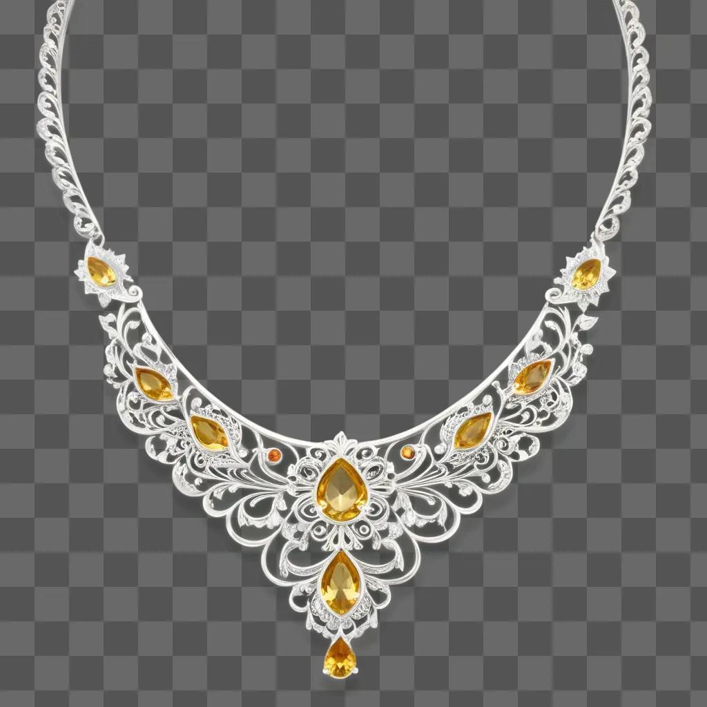 filigree necklace with yellow stones