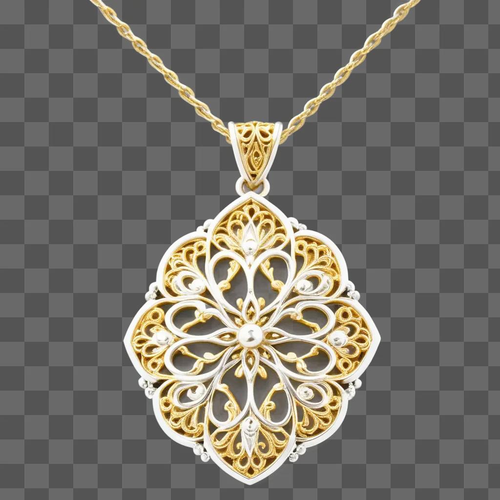 filigree pendant on a gold chain