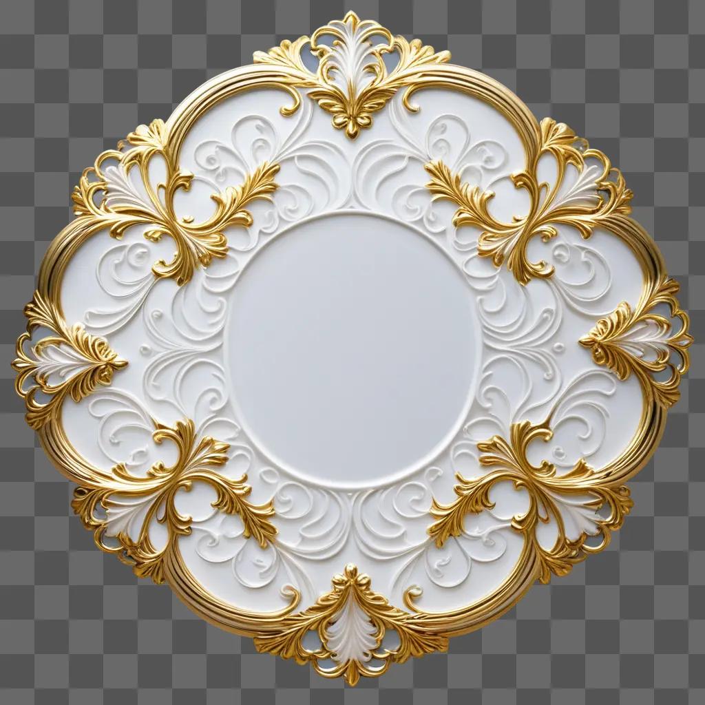 filigree plate is displayed on a beige background