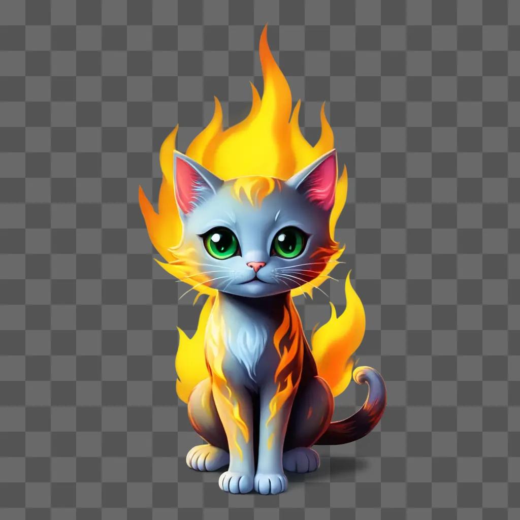 fire clipart A cat with a flame on its head