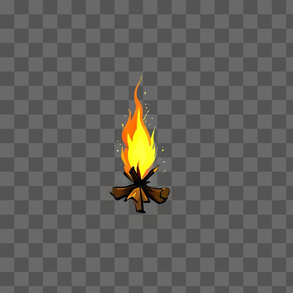 fire clipart A fire burning in a wooden pile on a yellow background