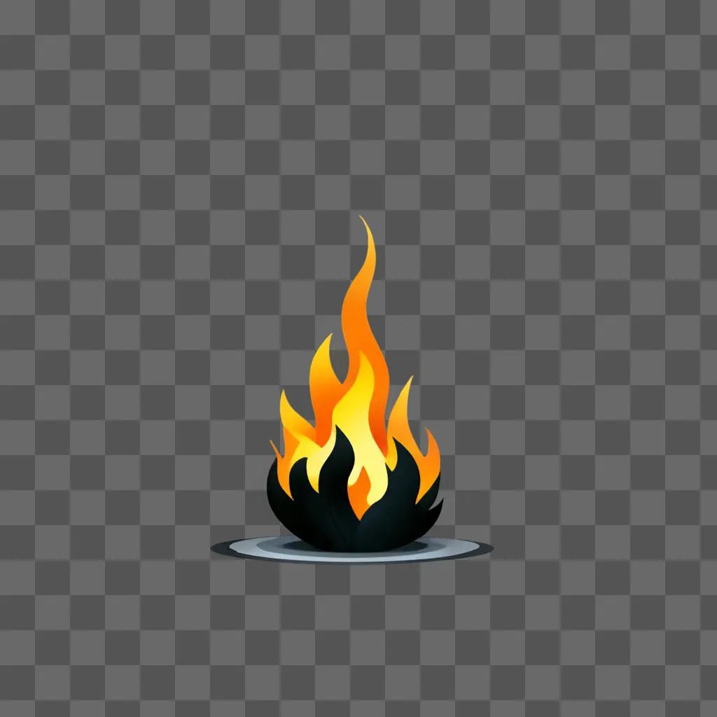 fire clipart A flame in the middle of a circle on a brown background