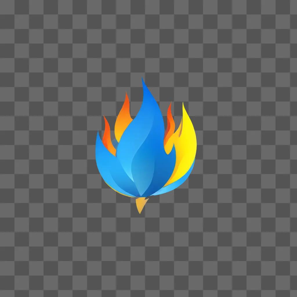 fire clipart A logo with a blue and yellow flame on a blue background