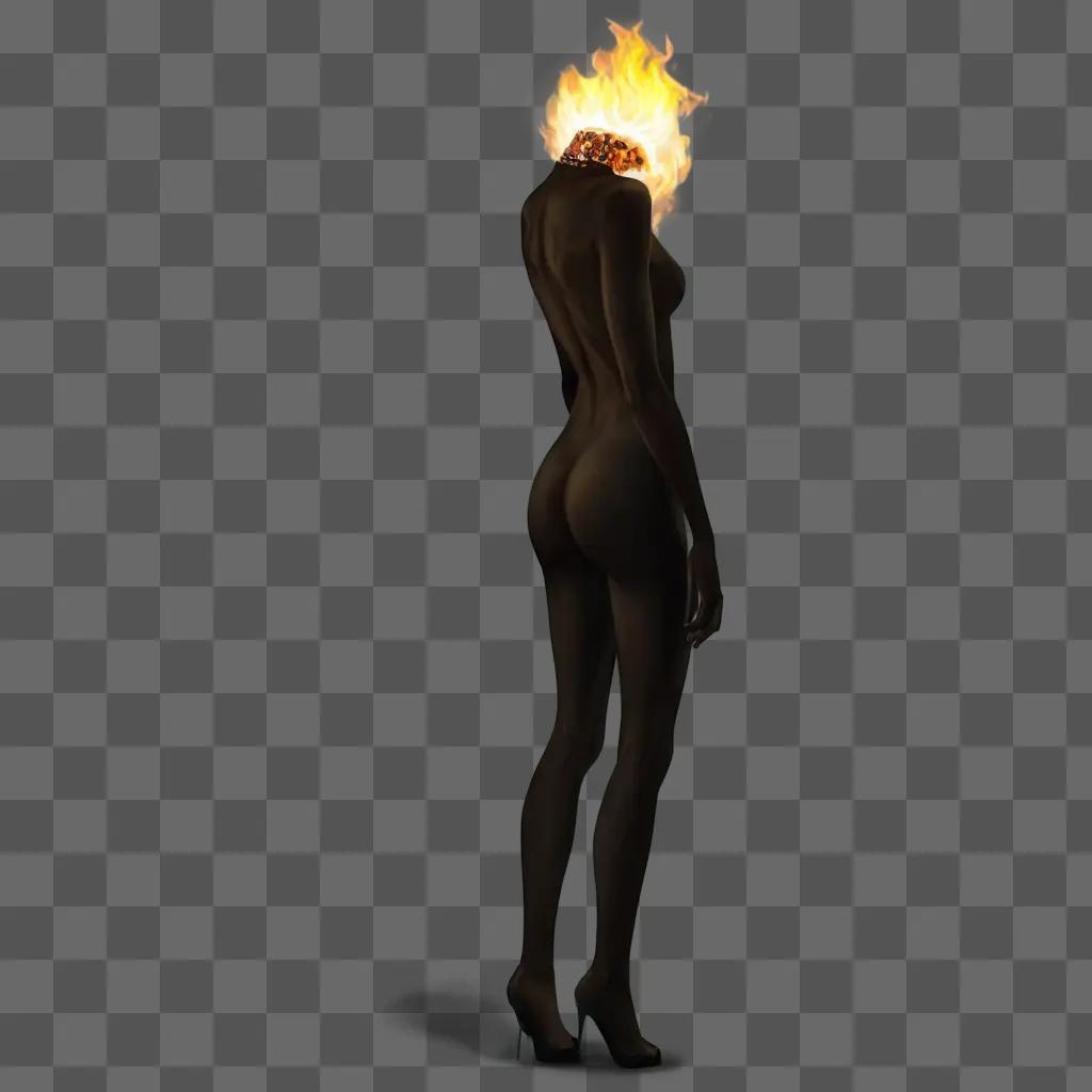 fire clipart Nude woman with fire-filled head