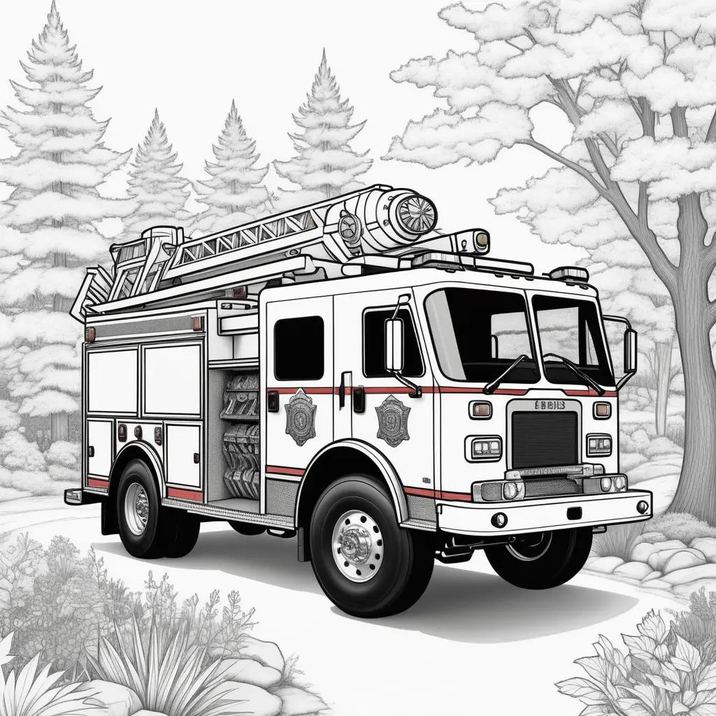 fire truck is colored in a sketch