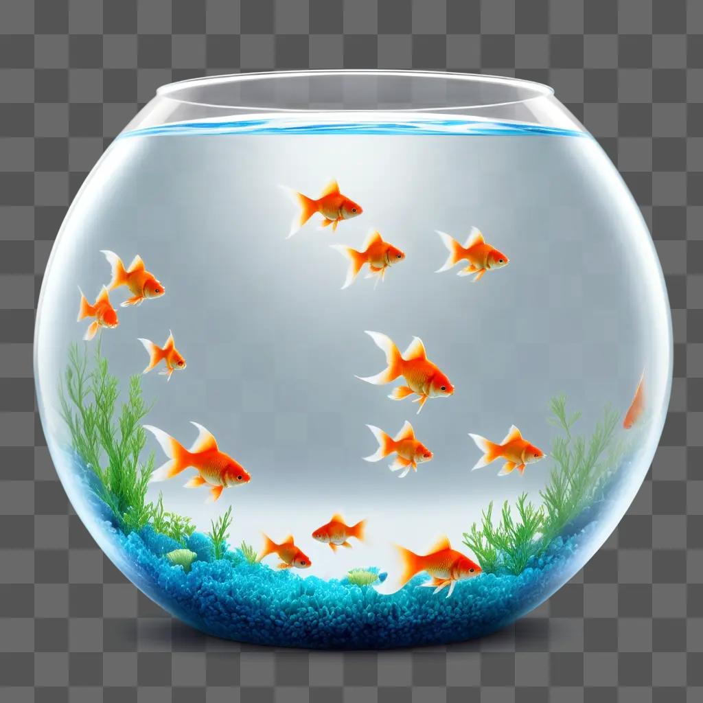 fish bowl with goldfish and water plants