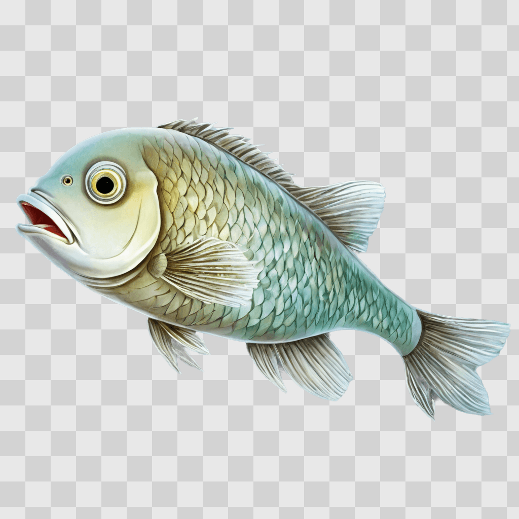 fish drawing for kids A large blue fish with a yellow belly