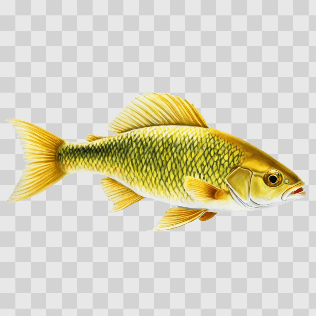 fish drawing realistic A fish is shown in a yellow background