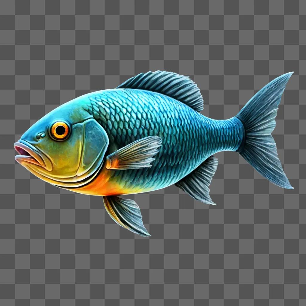 fish drawing realistic A fish with blue and yellow colors in the water