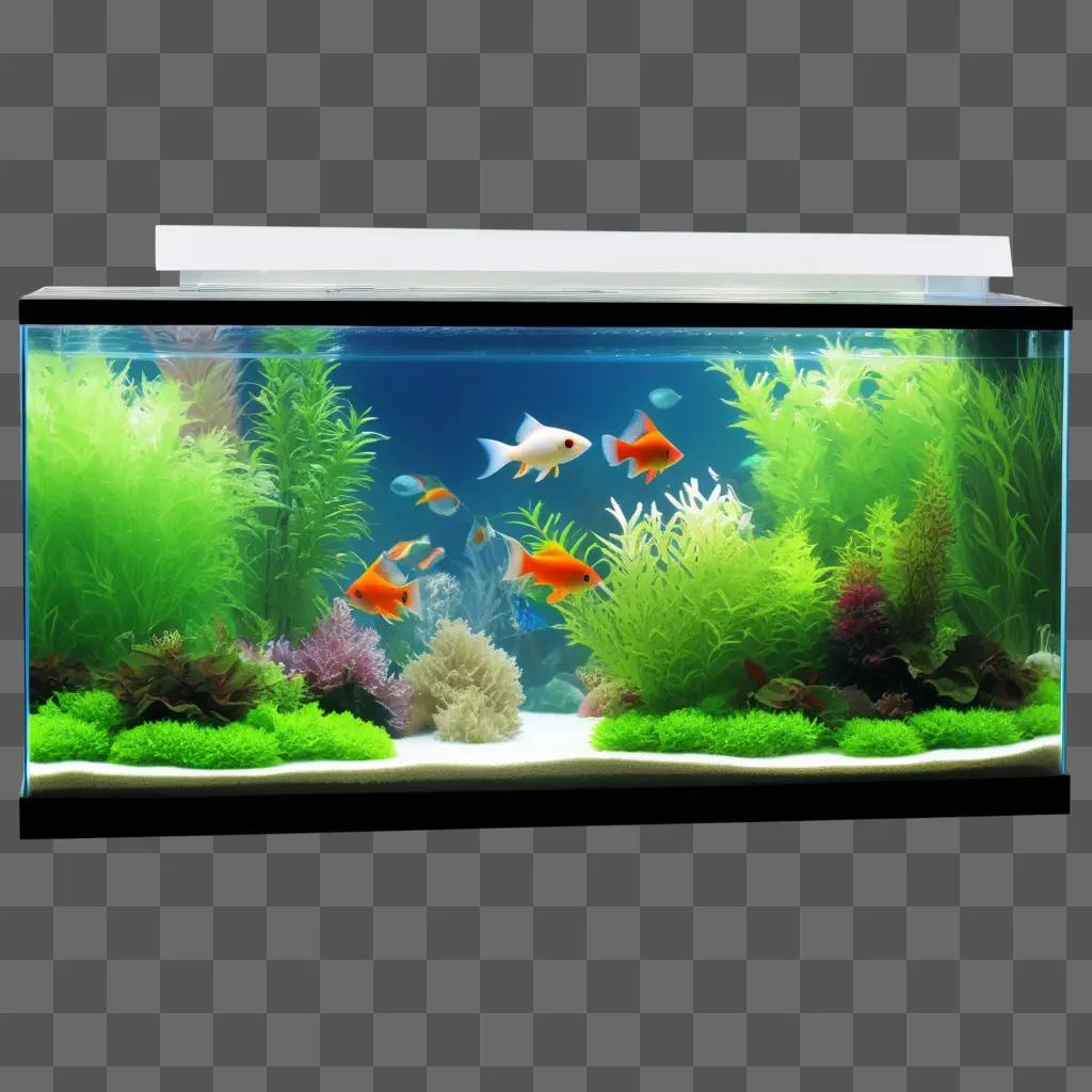 fish tank full of colorful fish and aquatic plants