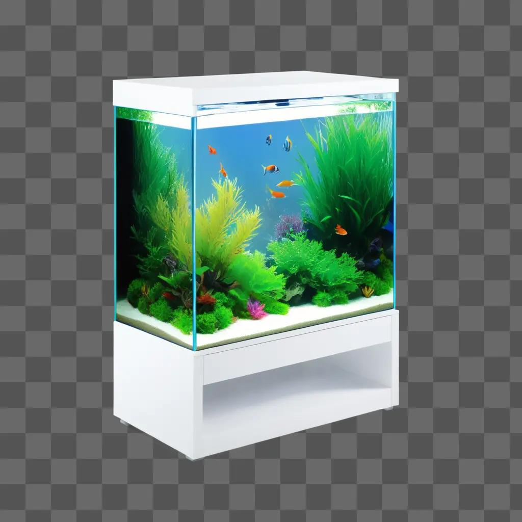 fish tank with a clear glass wall and a light on top