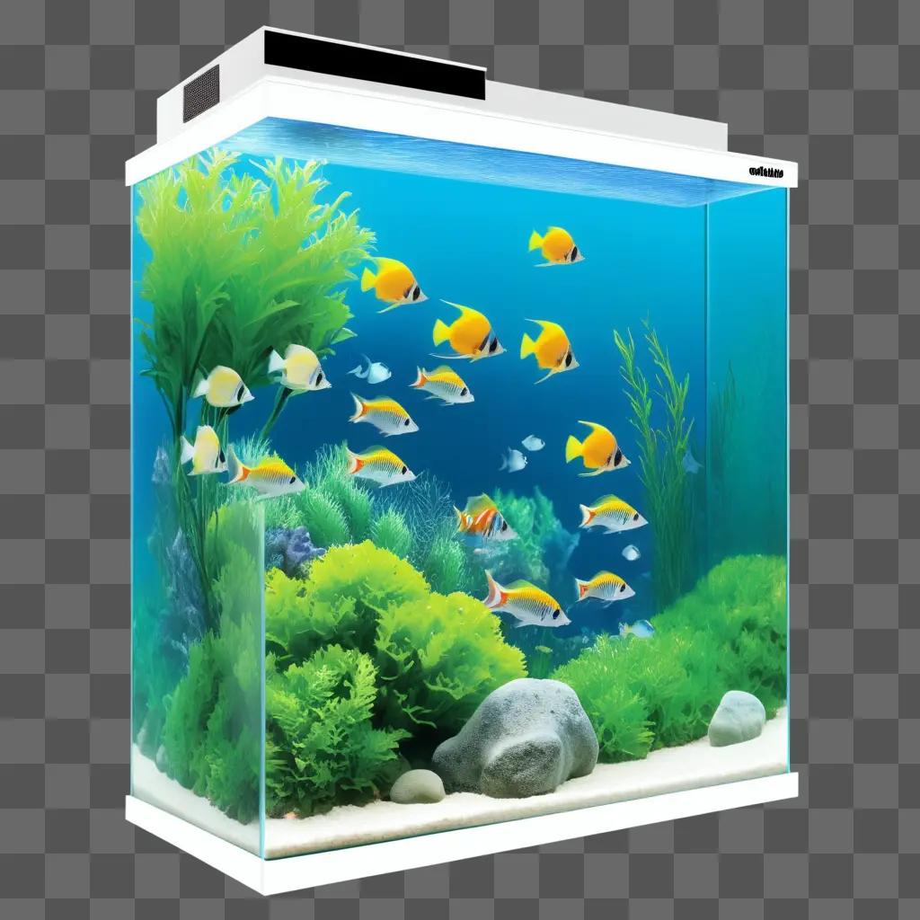 fish tank with a multitude of fish inside