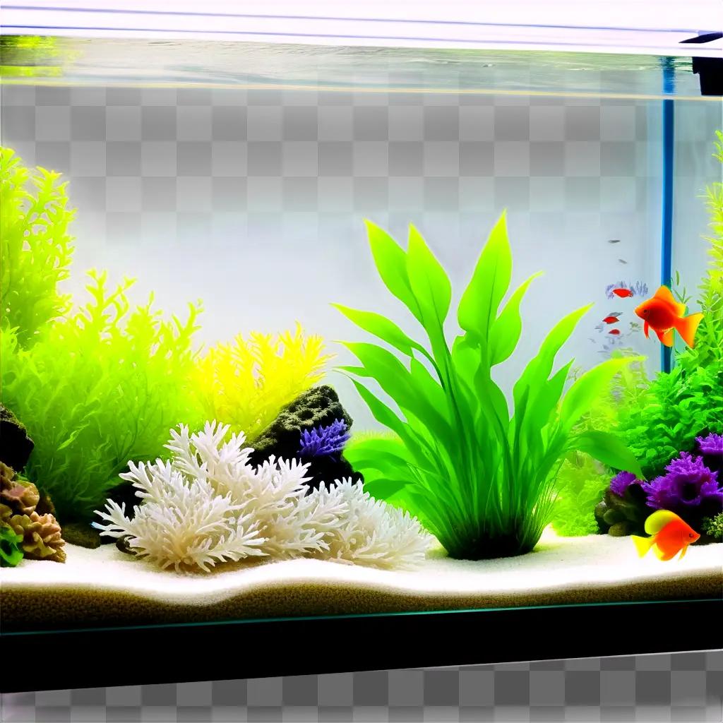 fish tank with a variety of plants and fish