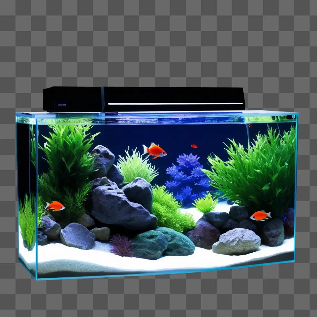 fish tank with a variety of plants and fish