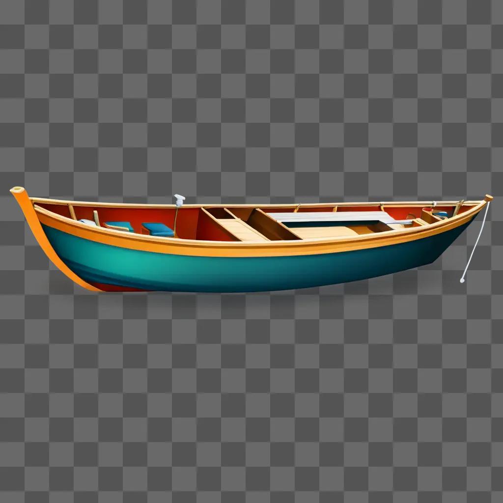 釣り船のクリップアート 青い底とオレンジ色のトップのボート