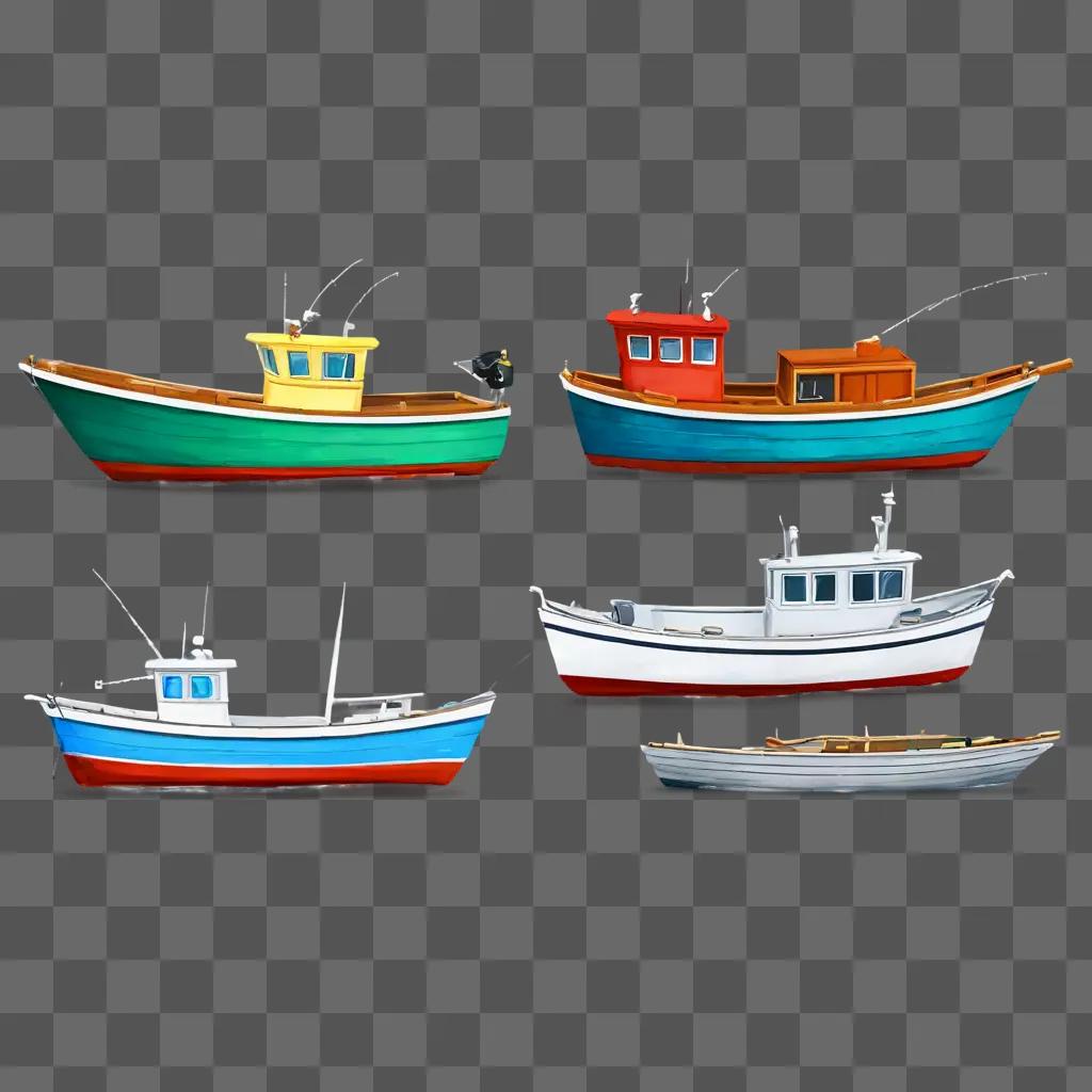 釣り船クリップアート ユニークな色のボートのコレクション