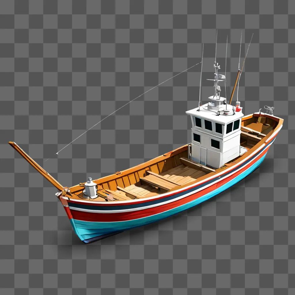 漁船クリップアート マストと窓のある木造船