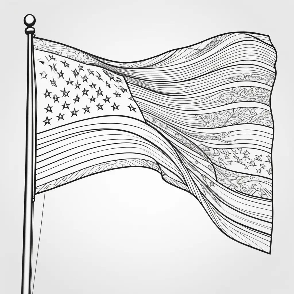 flag coloring page with a detailed design