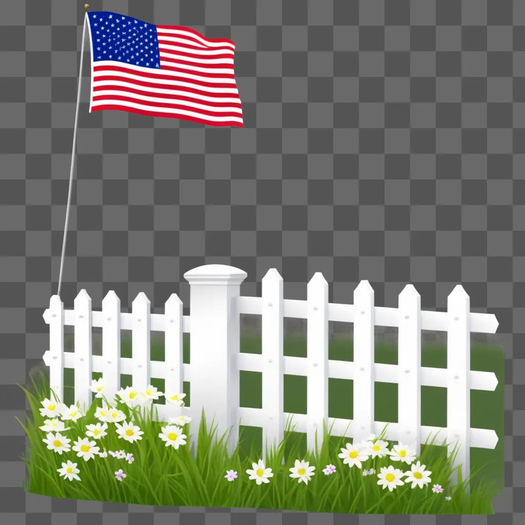 flag stands atop a white fence on Memorial Day