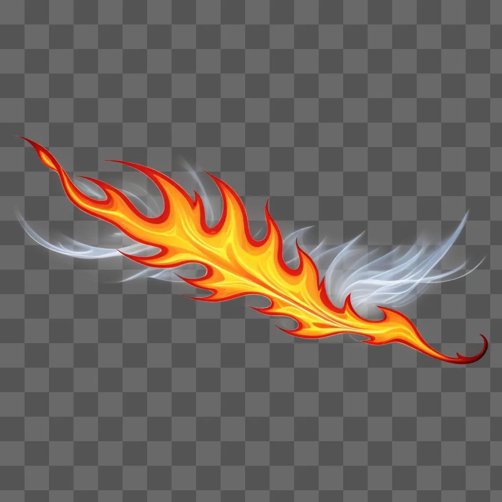 flame design against a warm orange background