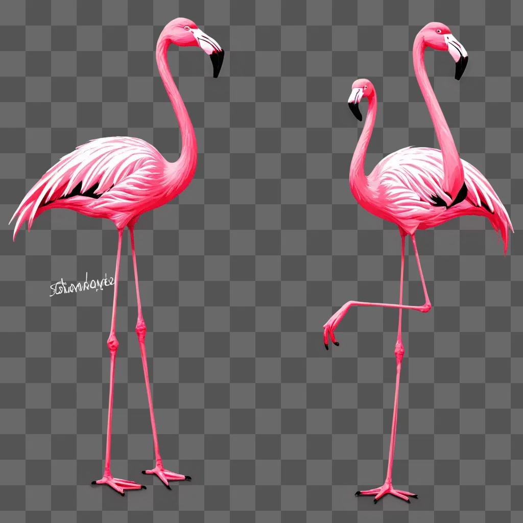 flamingos clipart Two pink flamingos against a pink backdrop