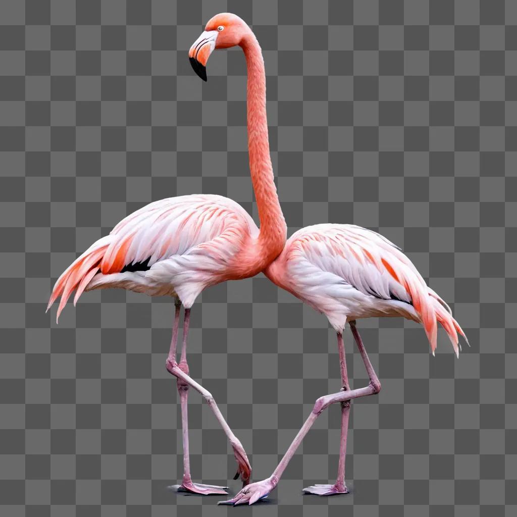 flamingos drawing realistic Two pink flamingos standing close together